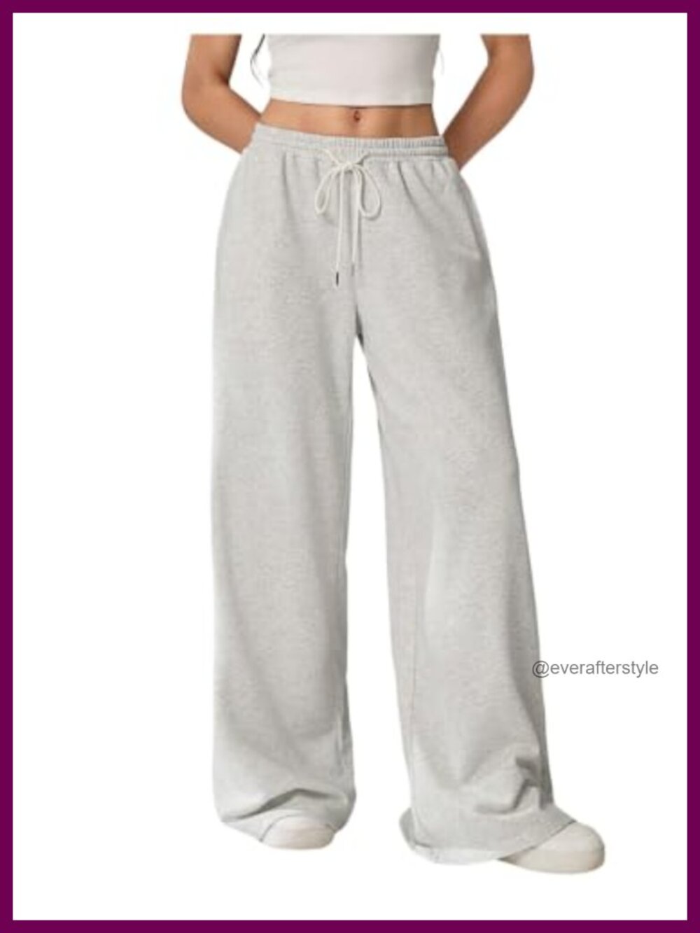 Wide Leg Baggy Sweatpants Tall Drawstring Low Rise Pockets Casual